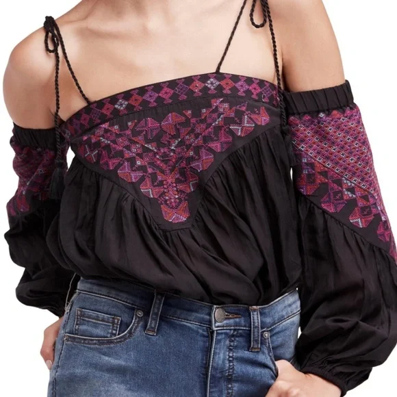 FREE PEOPLE Vacay Vibin' Blouse New M - Picture 1 of 5